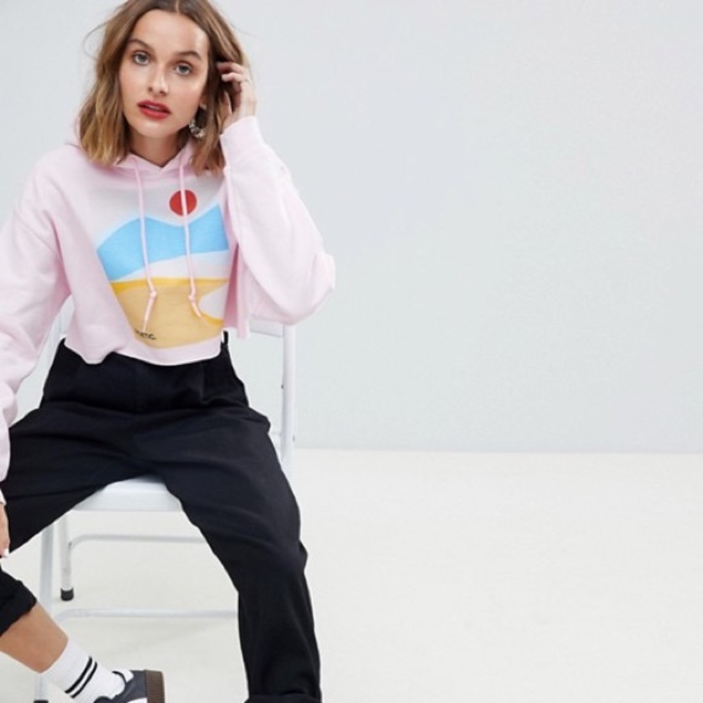 Reclaimed Vintage Cropped Hoodie Poetic Pink